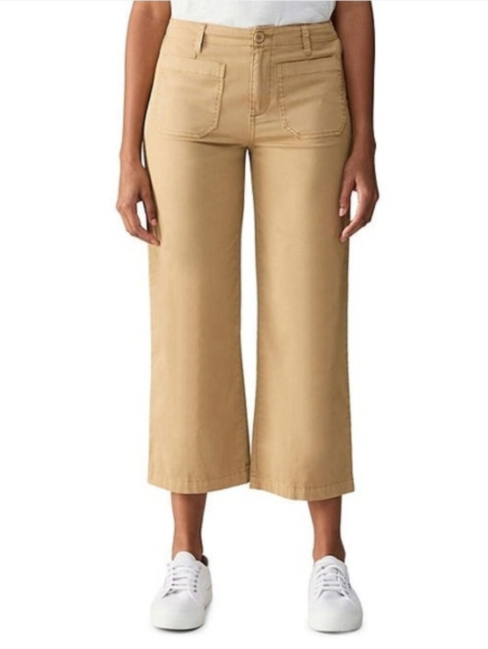 Social Standard by Sanctuary Tan Wide Leg Juliet Twill Crop Chino Pant Women's 8